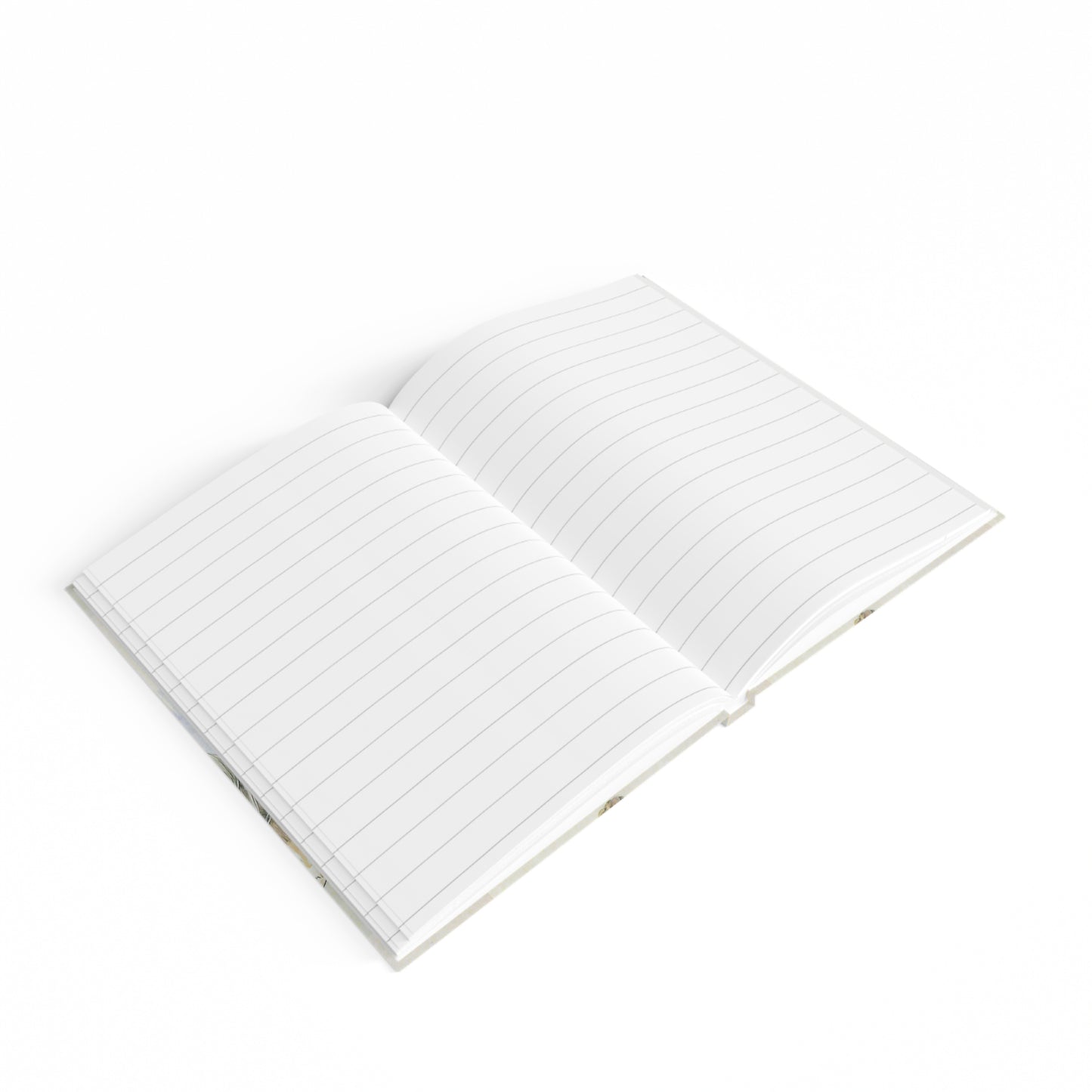 Open notebook with grid paper on a white background