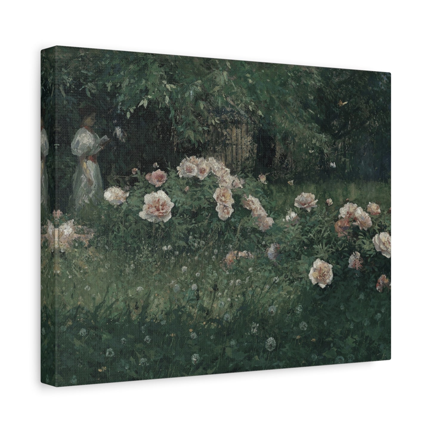 Canvas Wall Art – Vintage Rose Garden Painting (Matte Stretched Canvas)