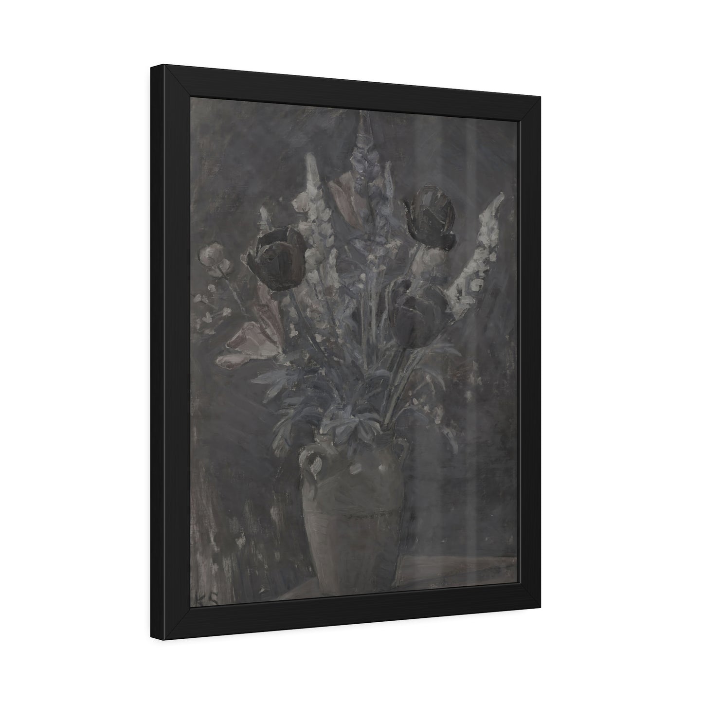Framed Floral Art Print — Moody Vintage Tulip Still Life Poster
