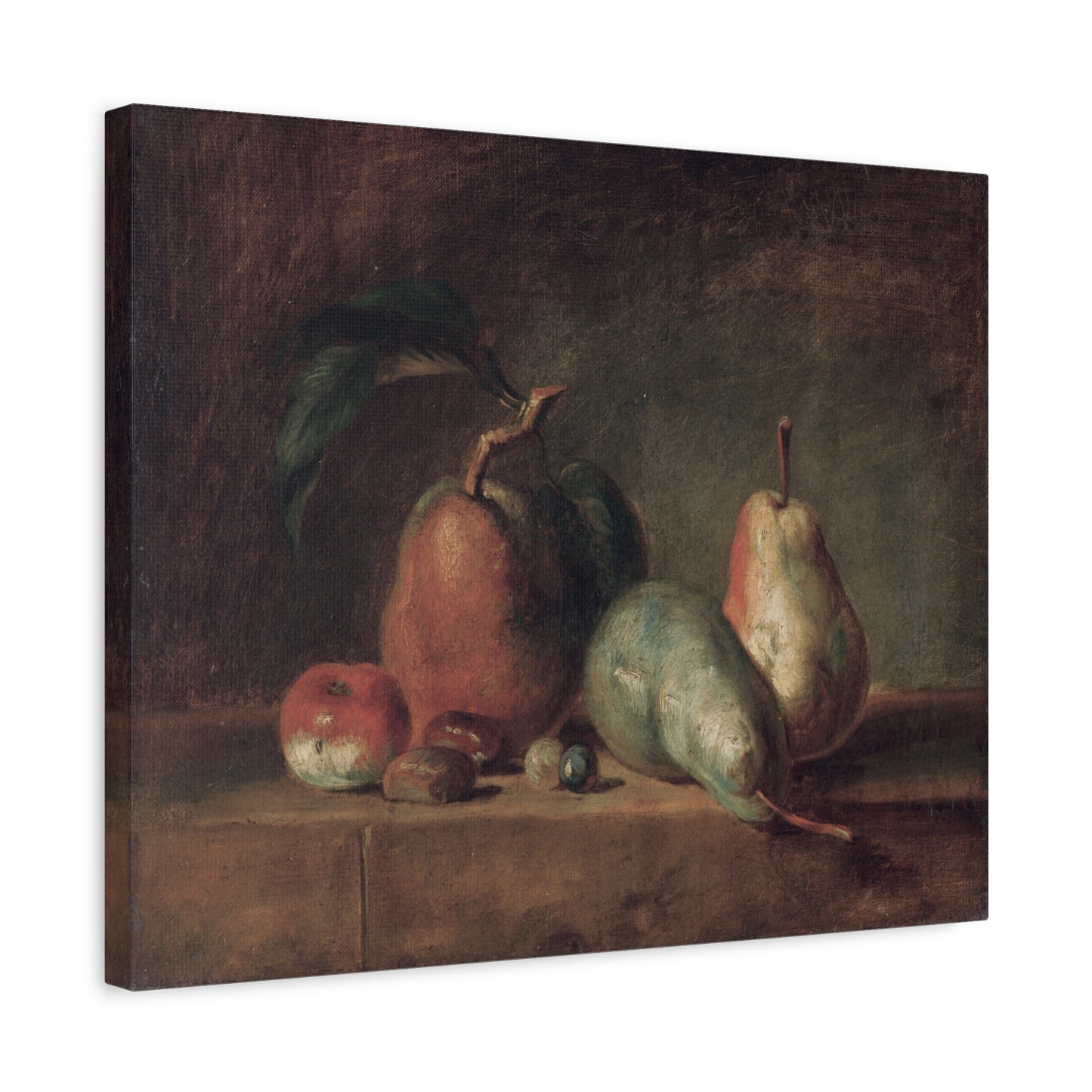 Still Life Pears Matte Canvas Wall Art — Classic Vintage Fruit Painting