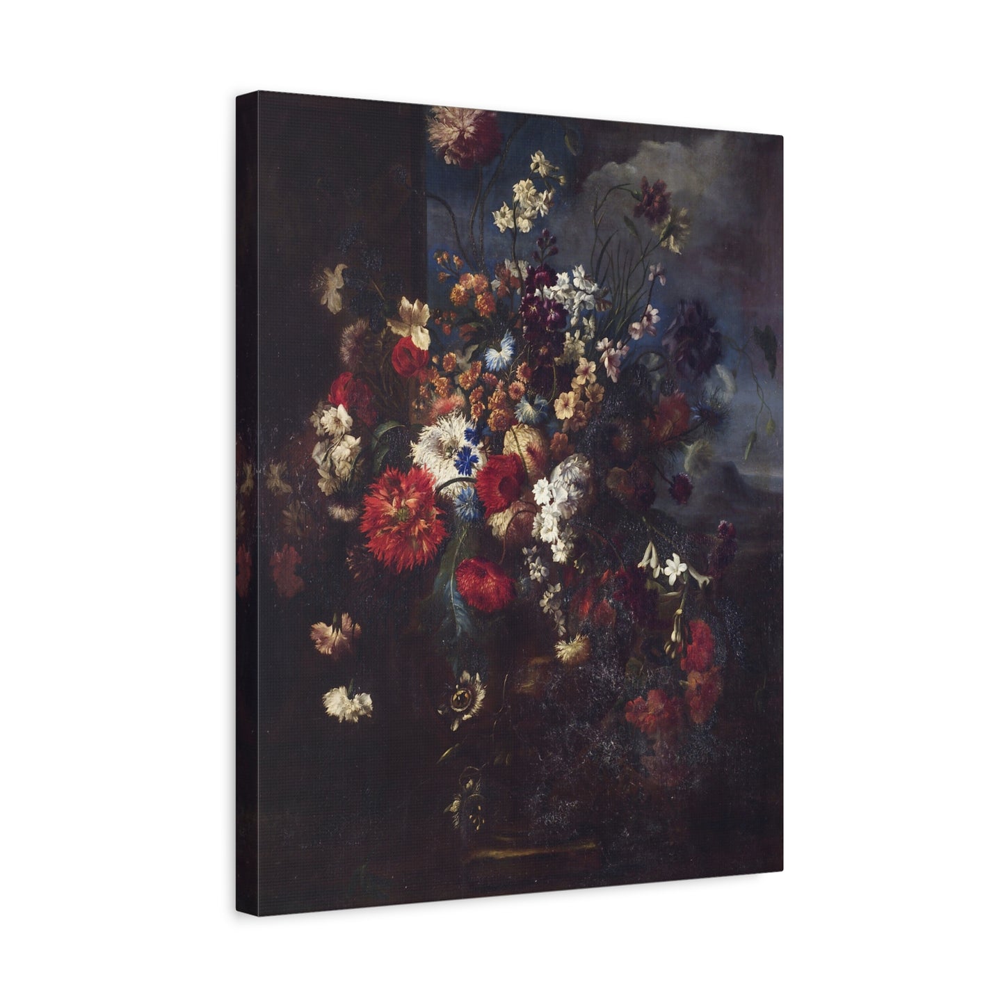 Dark Vintage Floral Matte Canvas Print (Stretched)