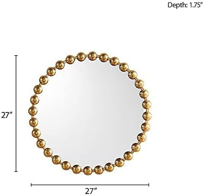 Madison Park Gold Beaded Round Mirror 27" - Marlowe Metal Frame Wall Mirror