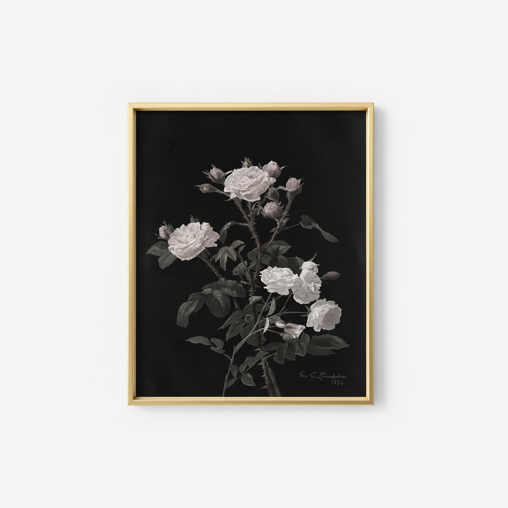White Roses Gold Frame Mockup