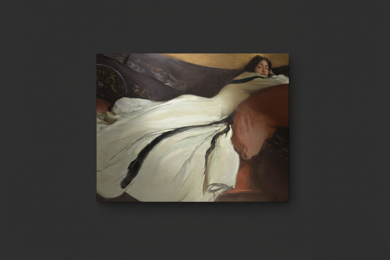 Vintage floral bouquet matte stretched canvas print on dark background