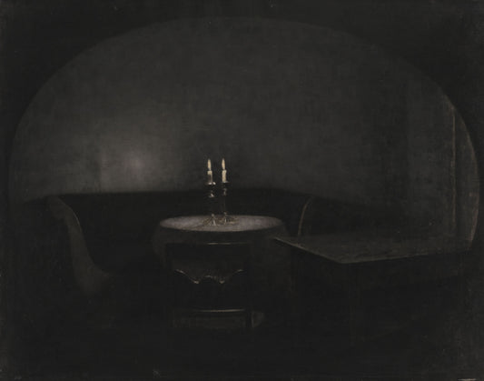 Moody Candlelit Interior Digital Print — Dark Academia Wall Art Download