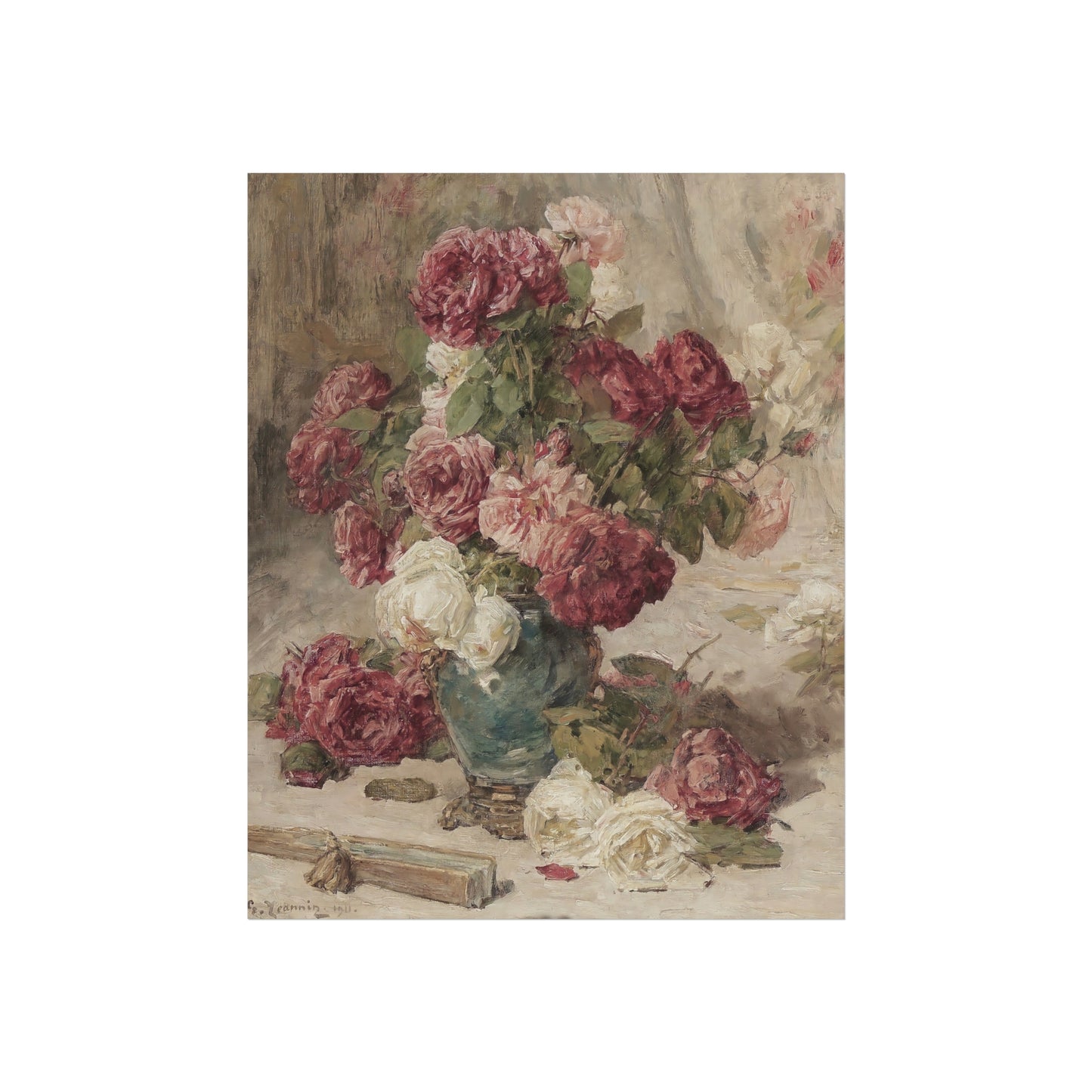 Vintage Rose Bouquet Fine Art Poster — Classic Floral Wall Art Print
