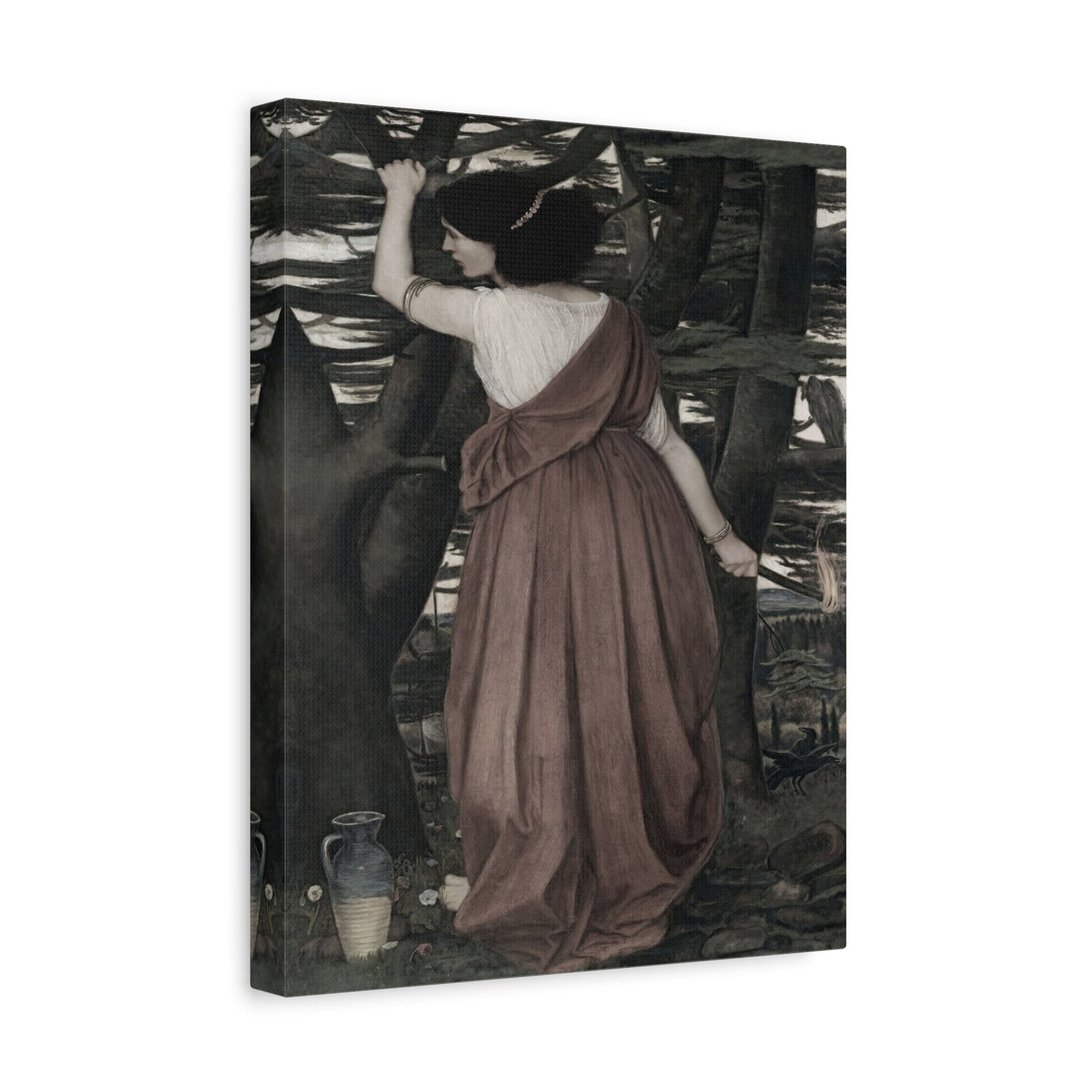 Vintage Art Canvas Print — Woman in Forest Matte Stretched Wall Art