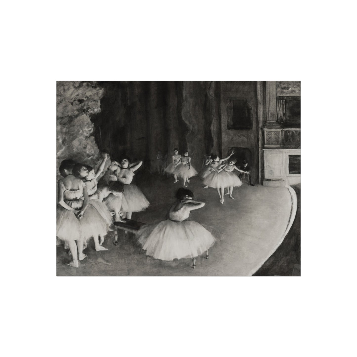 Ballet Dancers Fine Art Poster — Vintage Black & White Stage Scene
