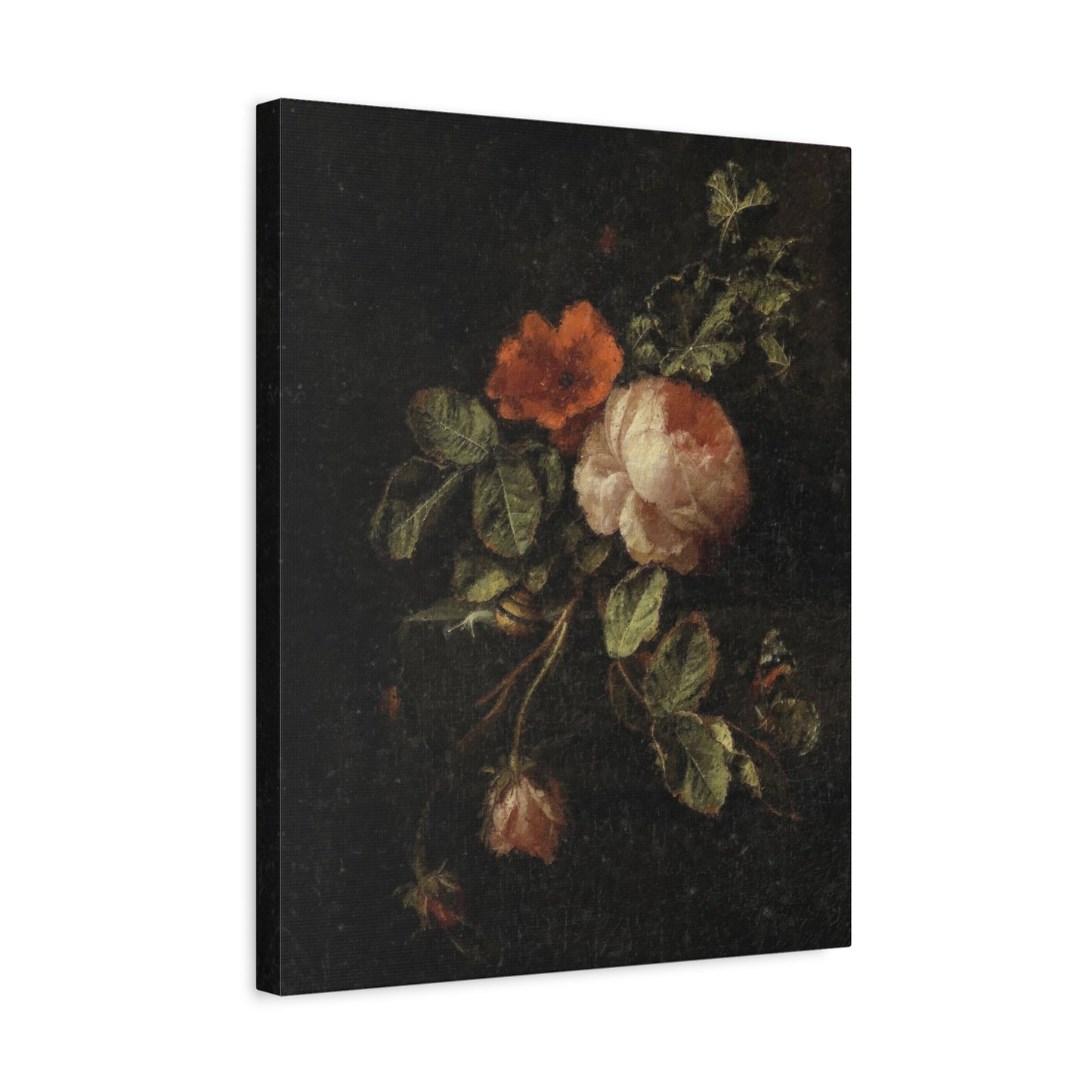 Floral Still Life Canvas Print — Vintage Rose Wall Art