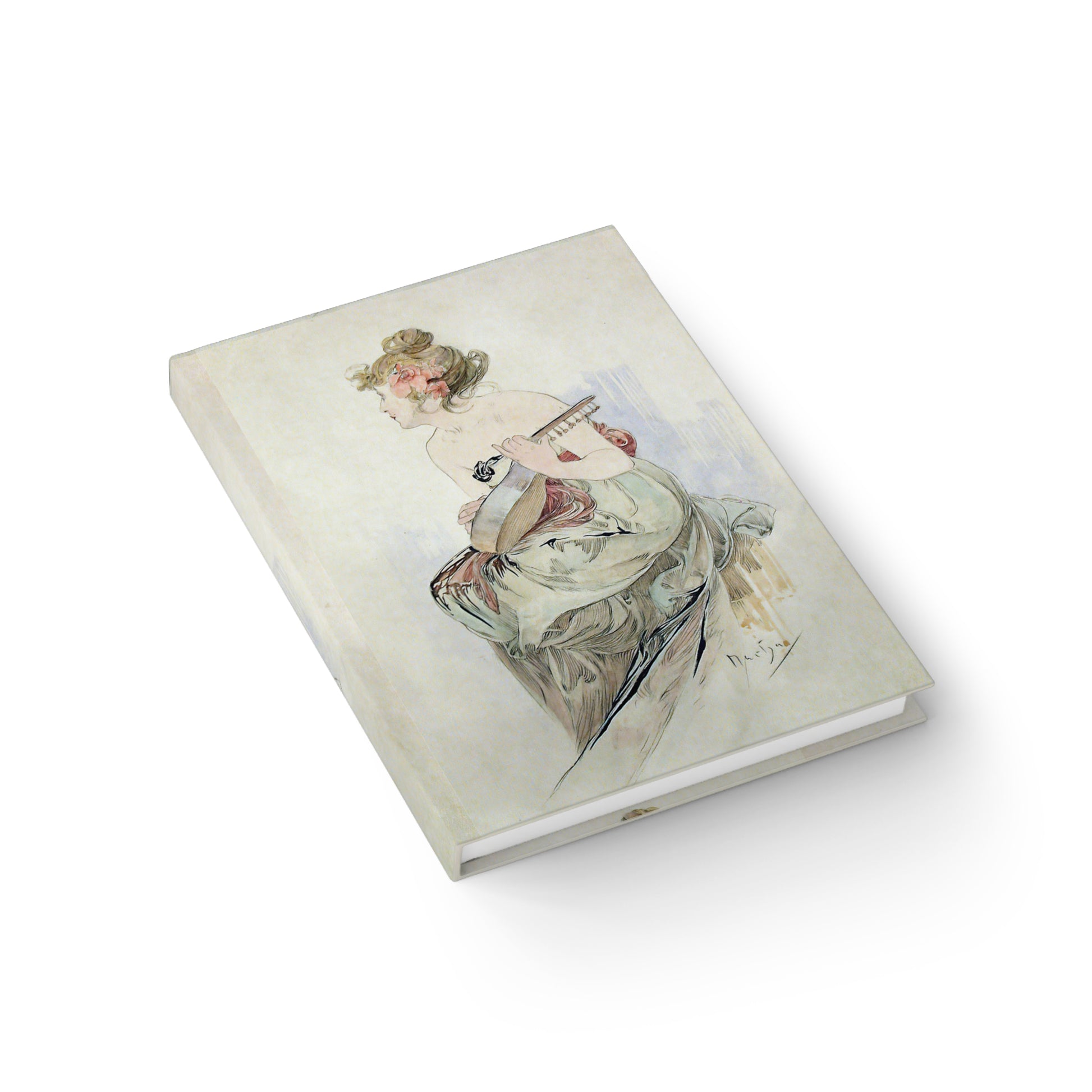 Book with artistic cover design on a white background
