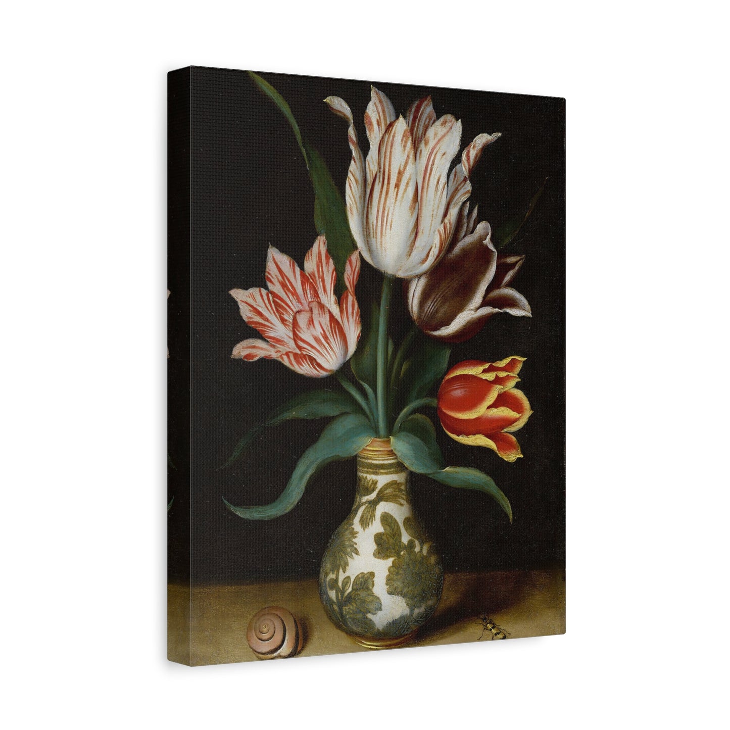 Vintage Tulip Still Life Canvas Print — Stretched Matte Wall Art