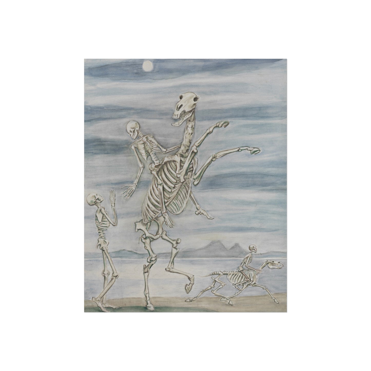 Fine Art Poster — Surreal Skeleton Riders Vintage Gothic Print