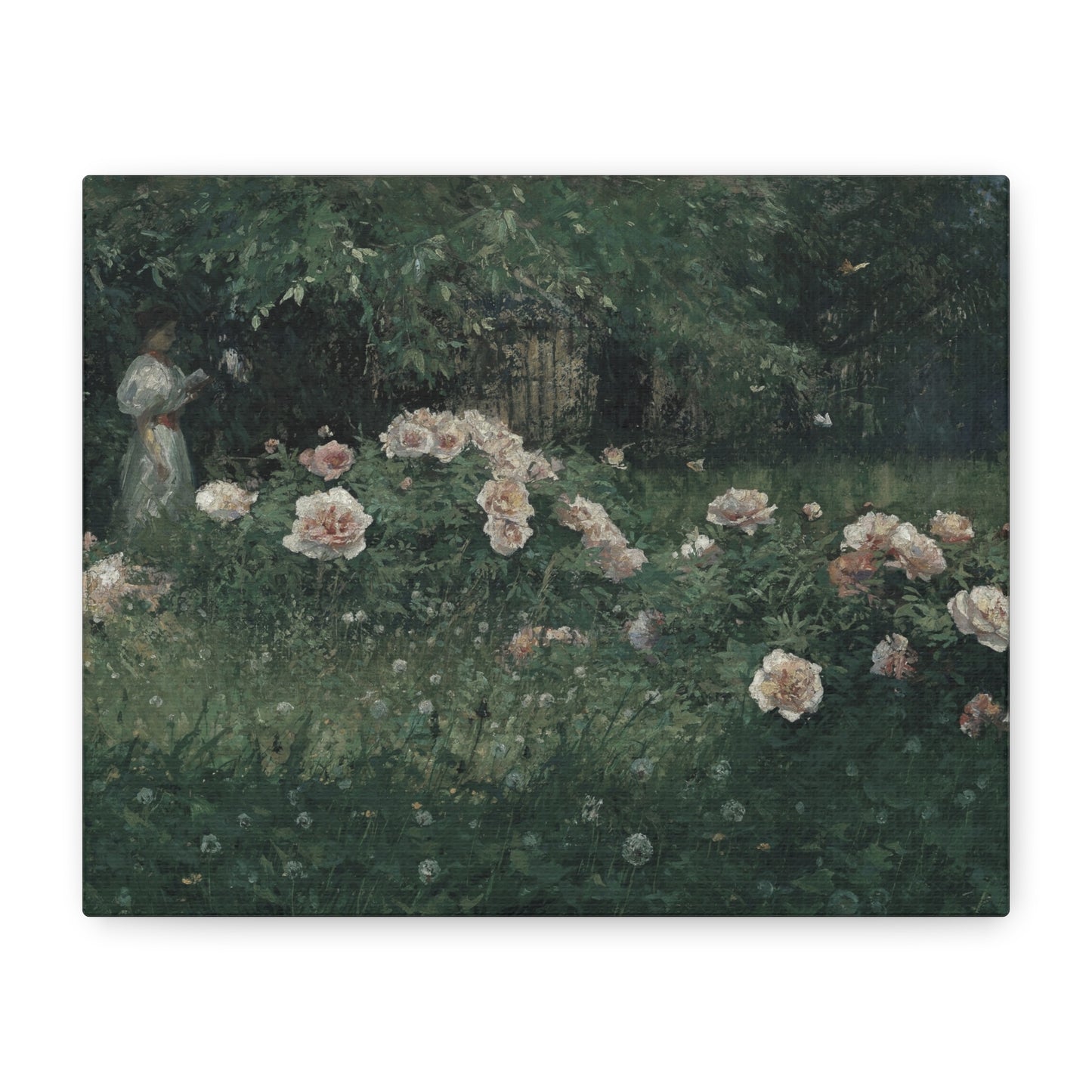 Canvas Wall Art – Vintage Rose Garden Painting (Matte Stretched Canvas)
