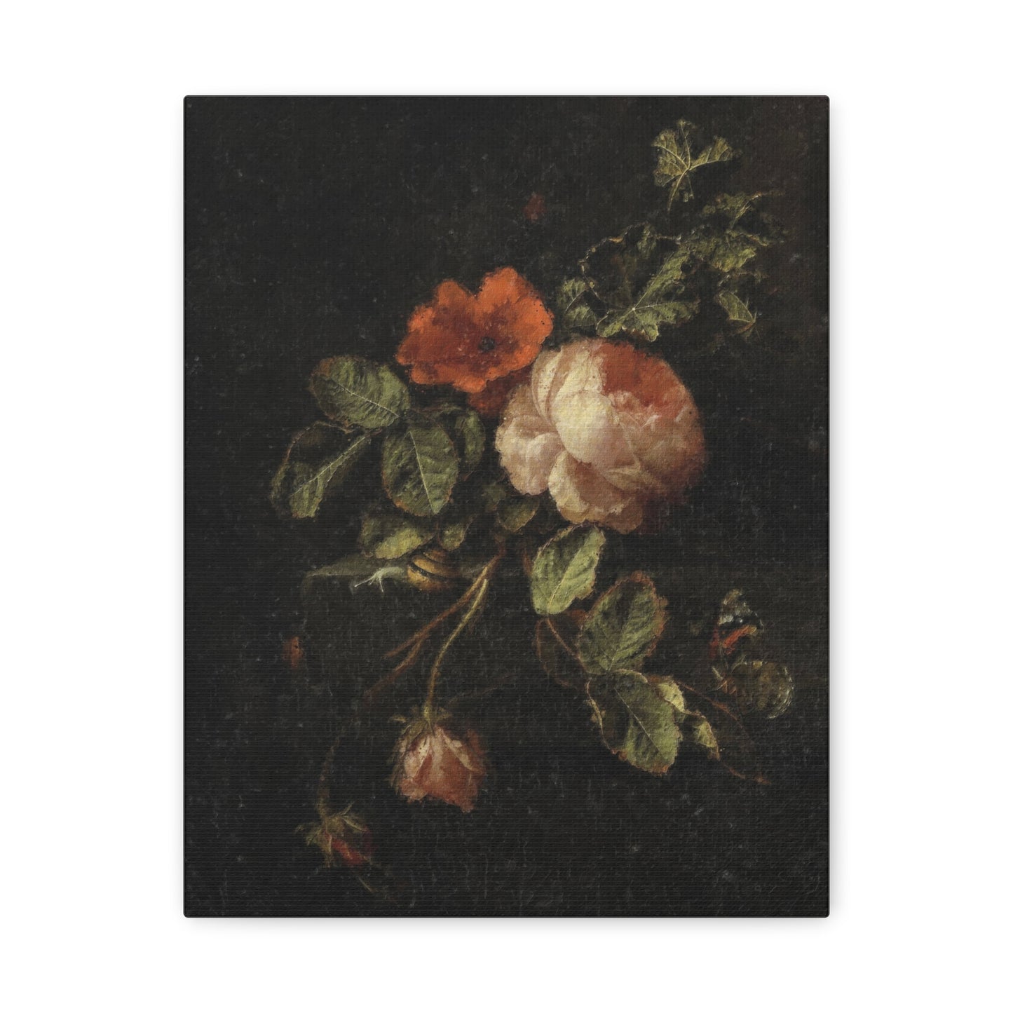 Floral Still Life Canvas Print — Vintage Rose Wall Art