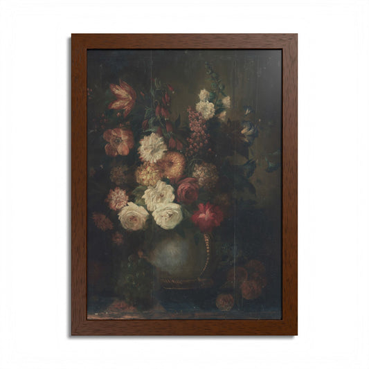 Framed Floral Poster — Moody Dark Botanical Still Life Wall Art