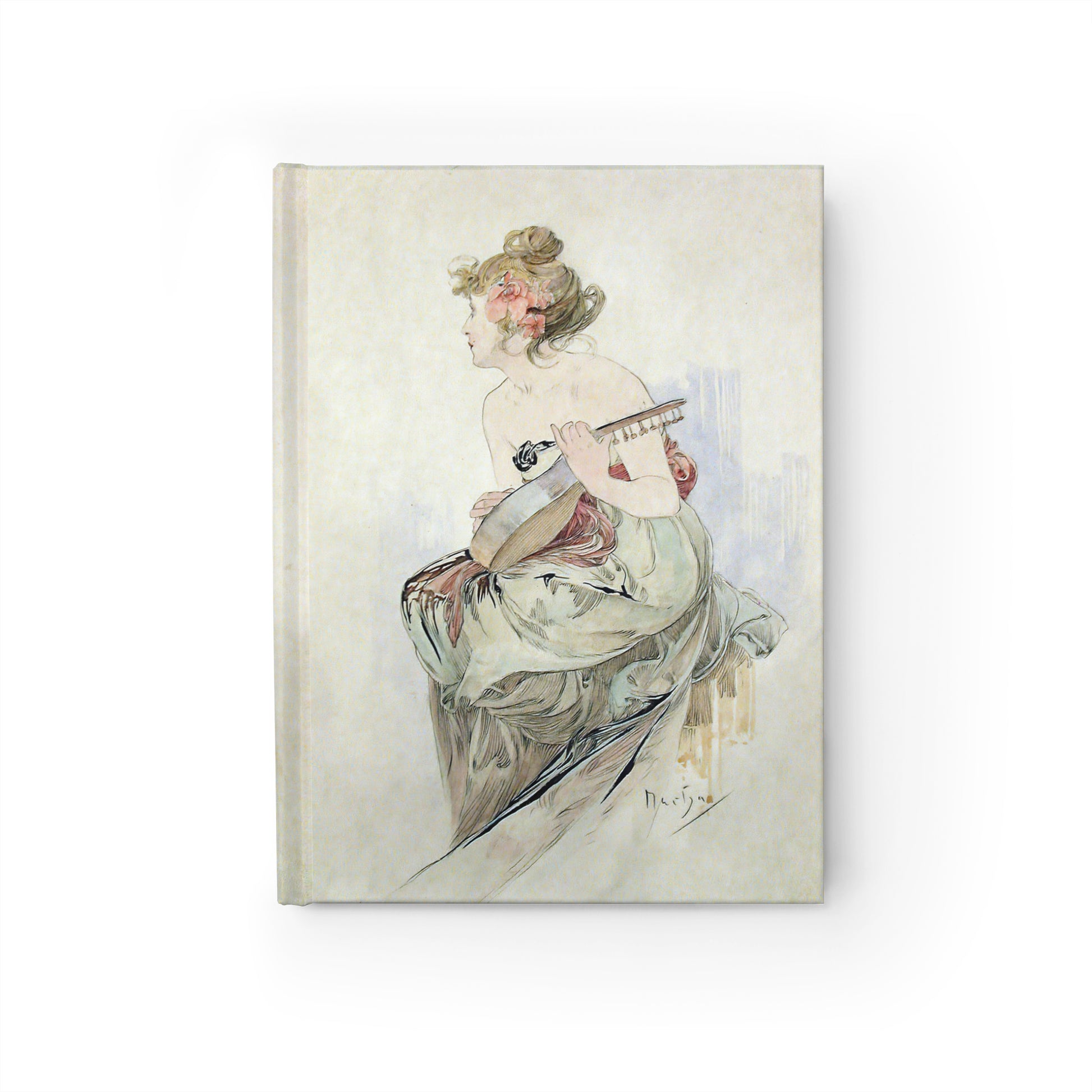 Canvas print of a classical painting of a woman sitting on a bench.