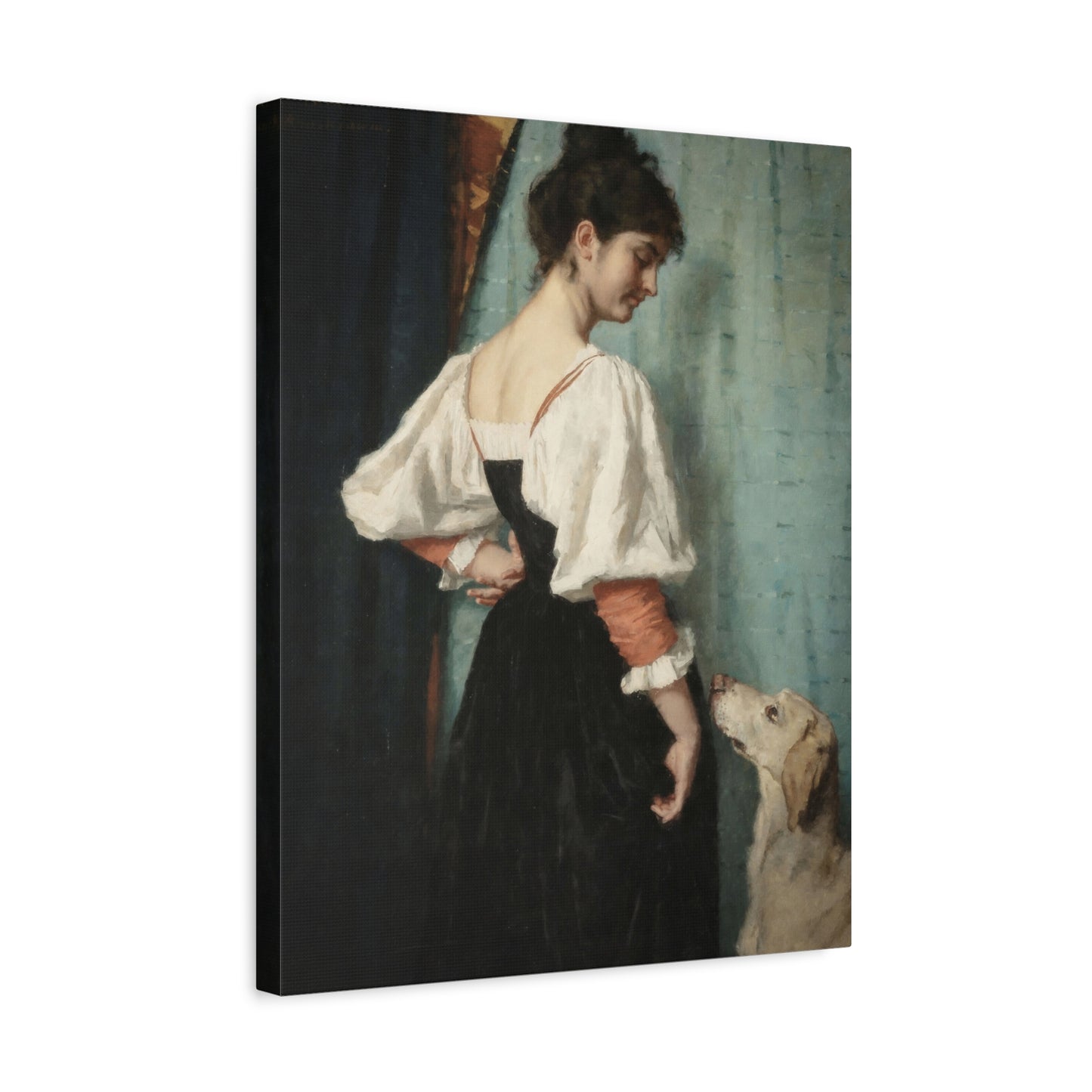 Vintage Lady with Dog Matte Canvas Print