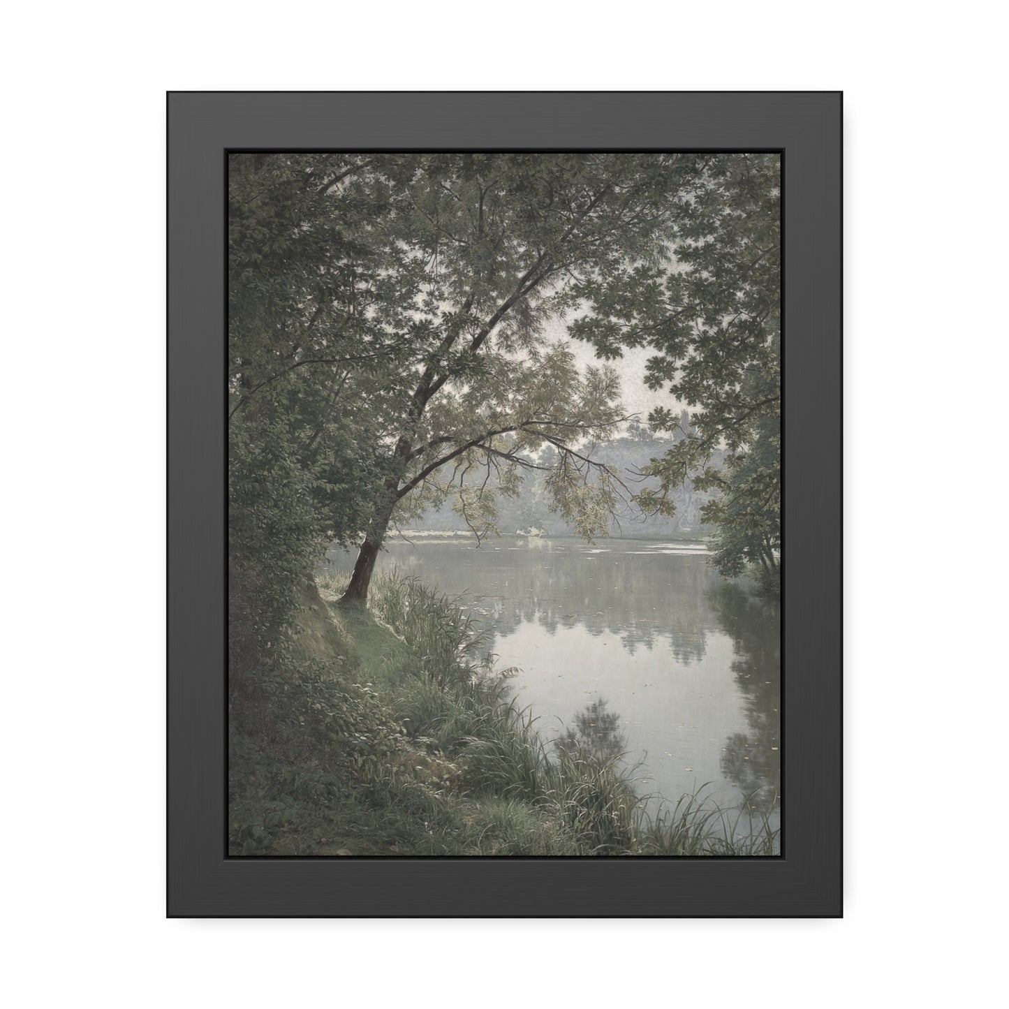 Framed Nature Poster — Serene Lakeside Tree Print
