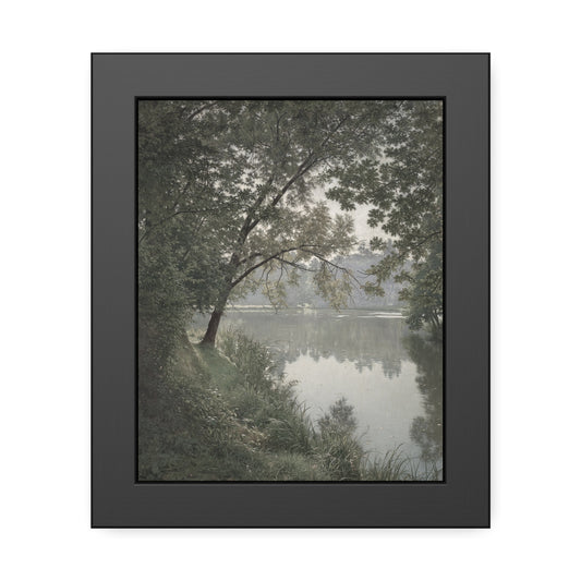 Framed Nature Poster — Serene Lakeside Tree Print
