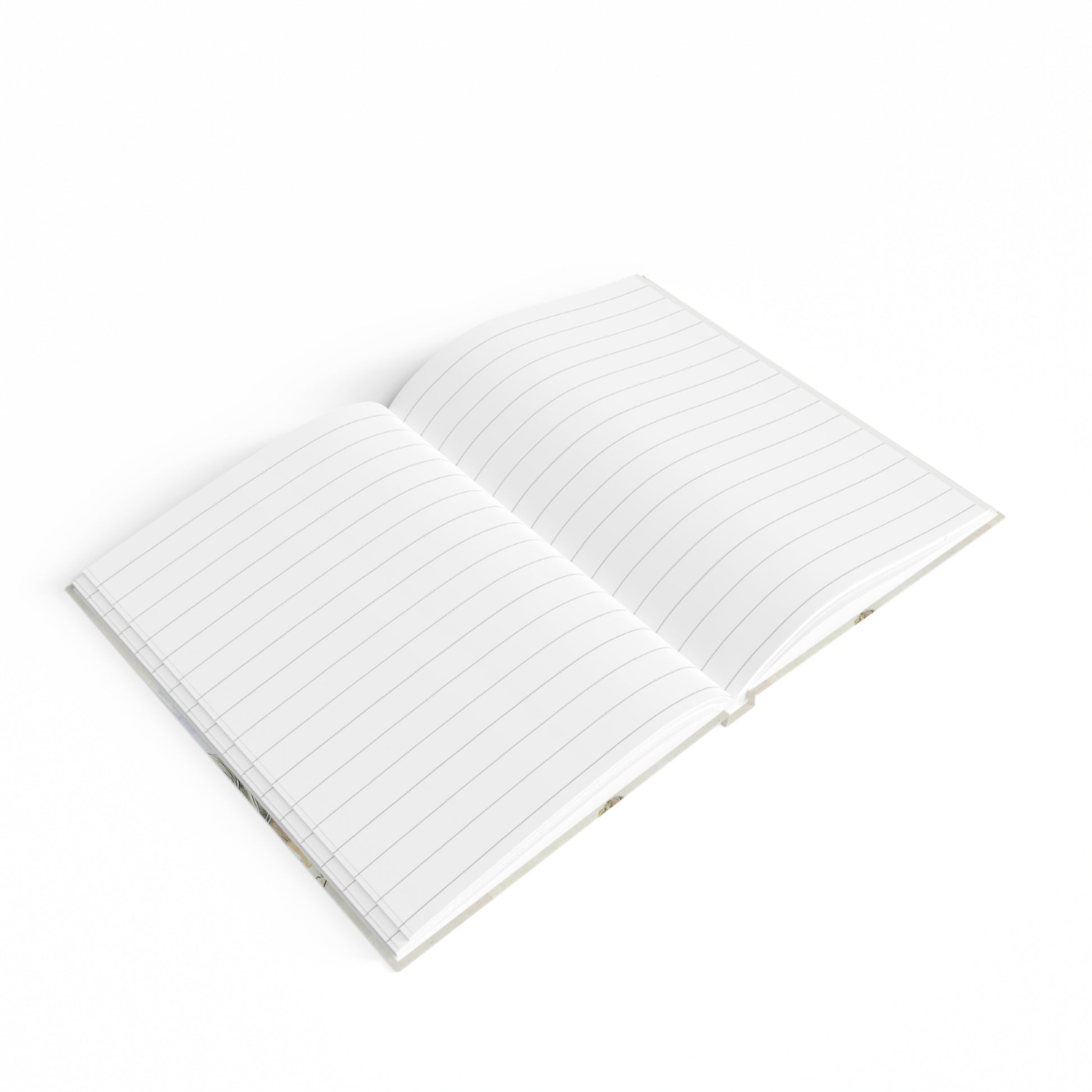 Open notebook with grid paper on a white background