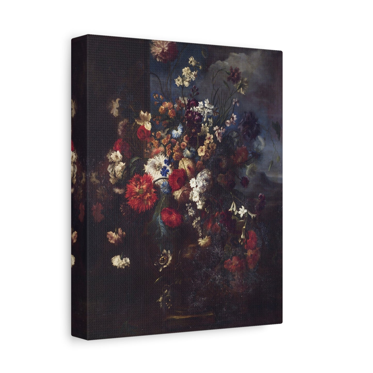 Dark Vintage Floral Matte Canvas Print (Stretched)