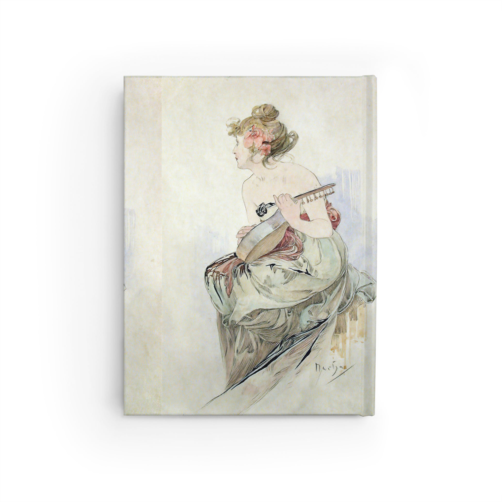 Artistic depiction of a woman with a sword on a light background