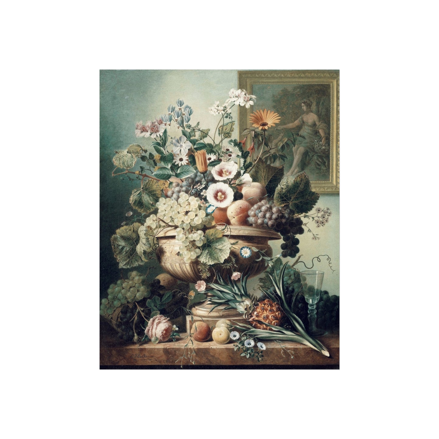 Fine Art Poster — Classic Still Life Floral & Fruit Print