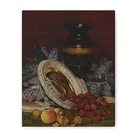 Still Life Canvas Print — Vintage Fruit & Silverplate Wall Art