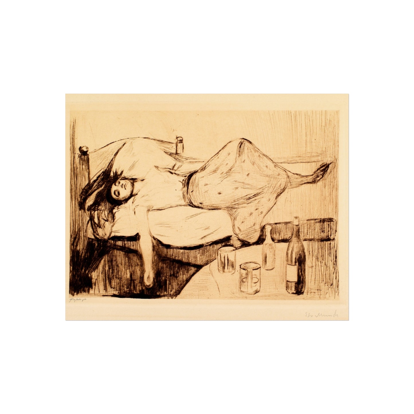 Fine Art Poster — Reclining Woman Etching Print