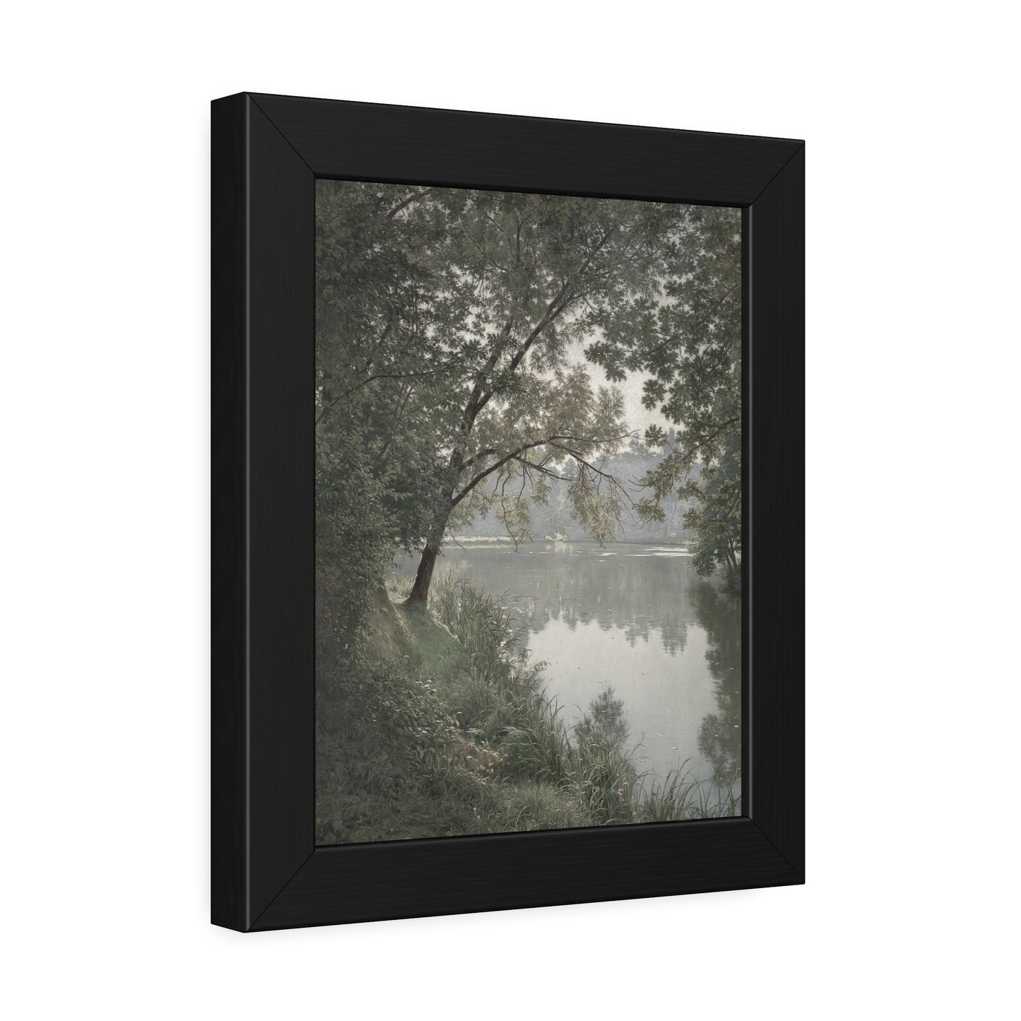 Framed Nature Poster — Serene Lakeside Tree Print