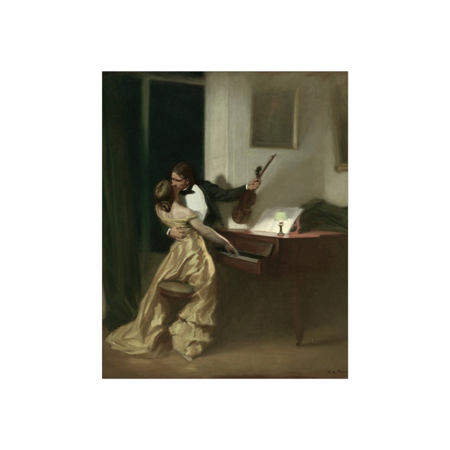 Romantic Piano Embrace — Fine Art Poster
