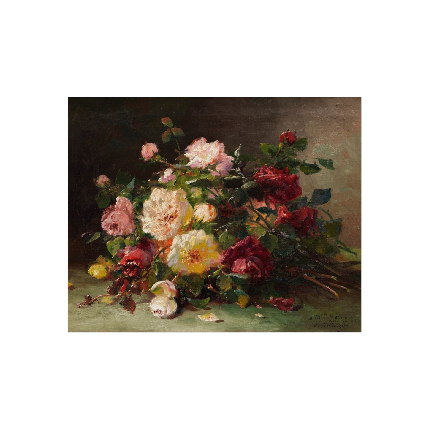 Fine Art Floral Poster — Vintage Rose Still Life Print