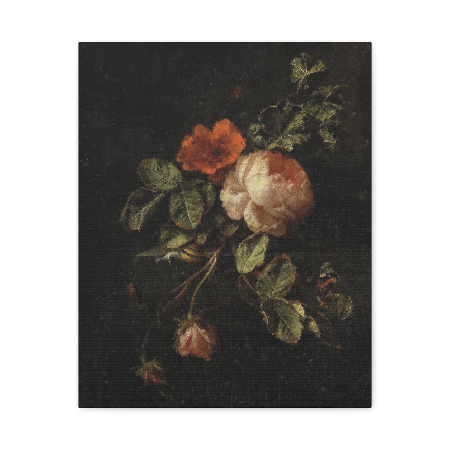 Floral Still Life Canvas Print — Vintage Rose Wall Art