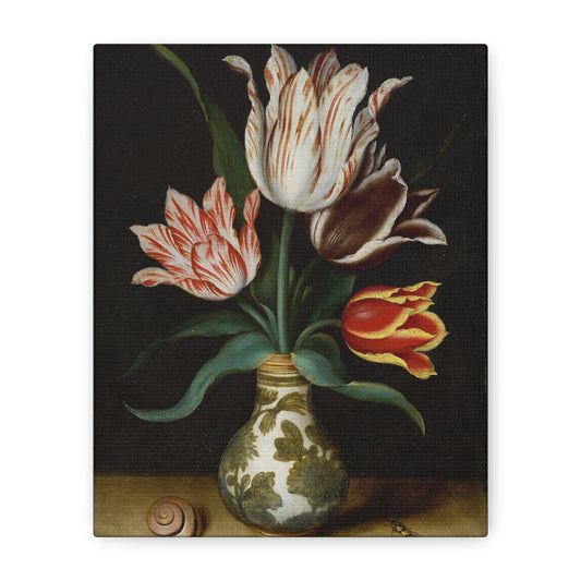 Vintage Tulip Still Life Canvas Print — Stretched Matte Wall Art