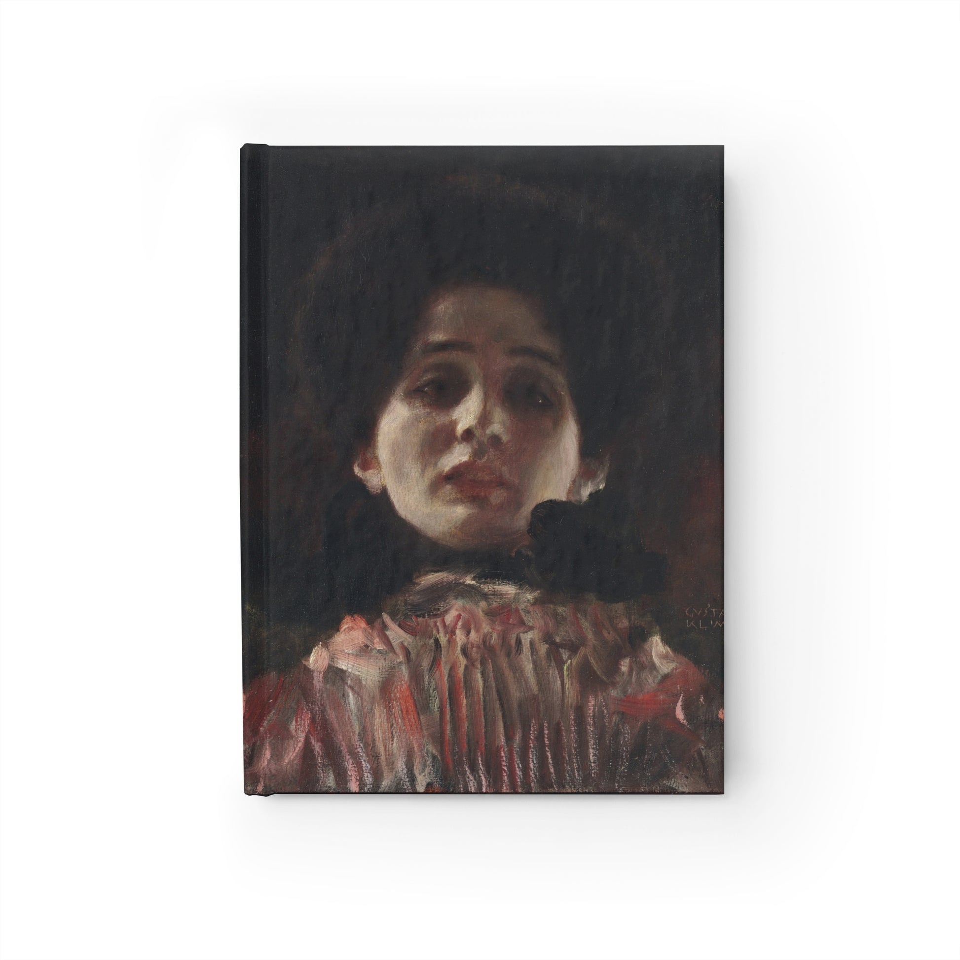 Notebook with a painting of a woman's portrait on the cover