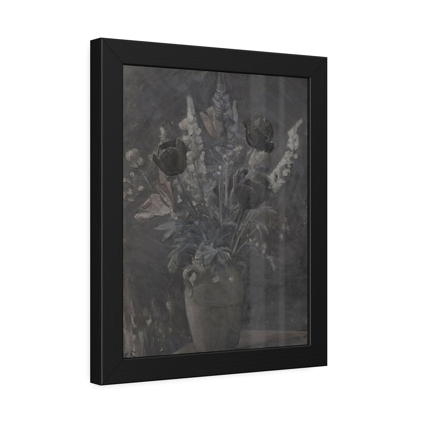 Framed Floral Art Print — Moody Vintage Tulip Still Life Poster