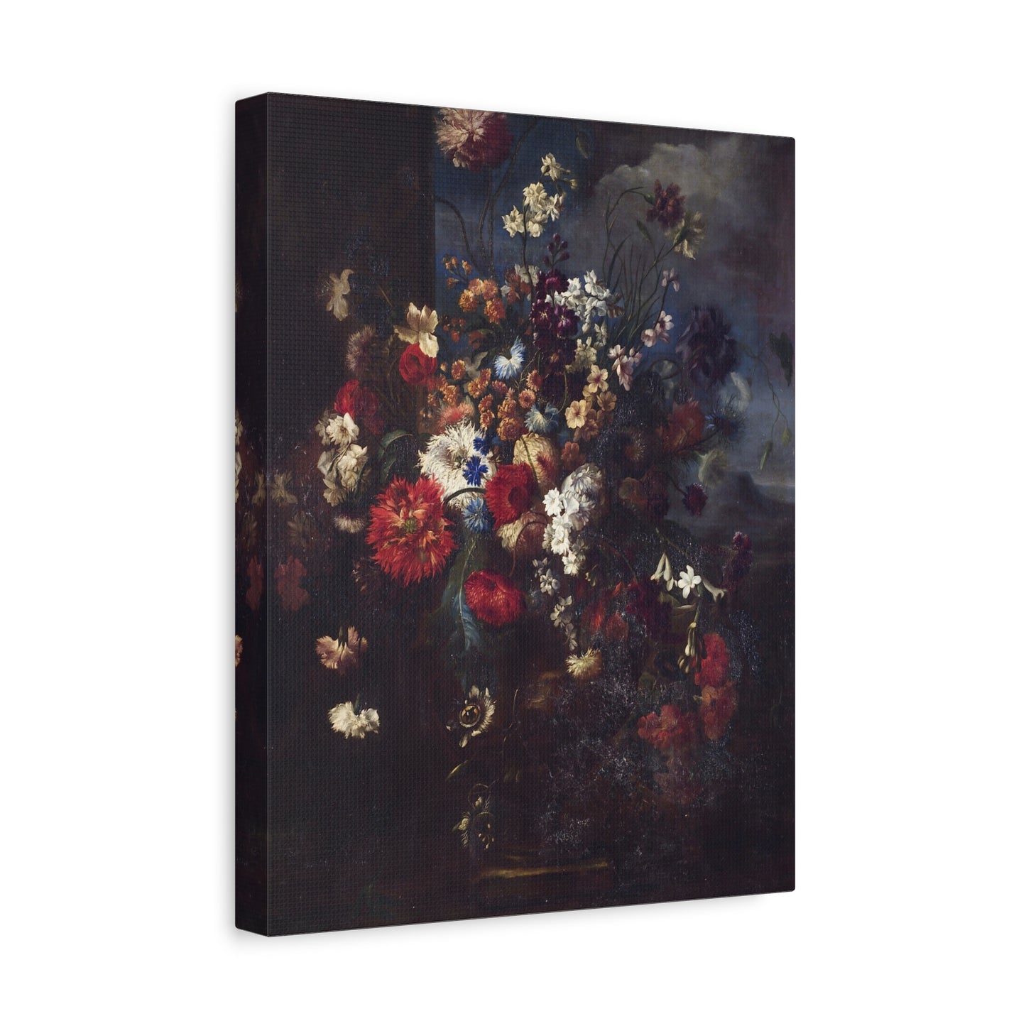 Dark Vintage Floral Matte Canvas Print (Stretched)