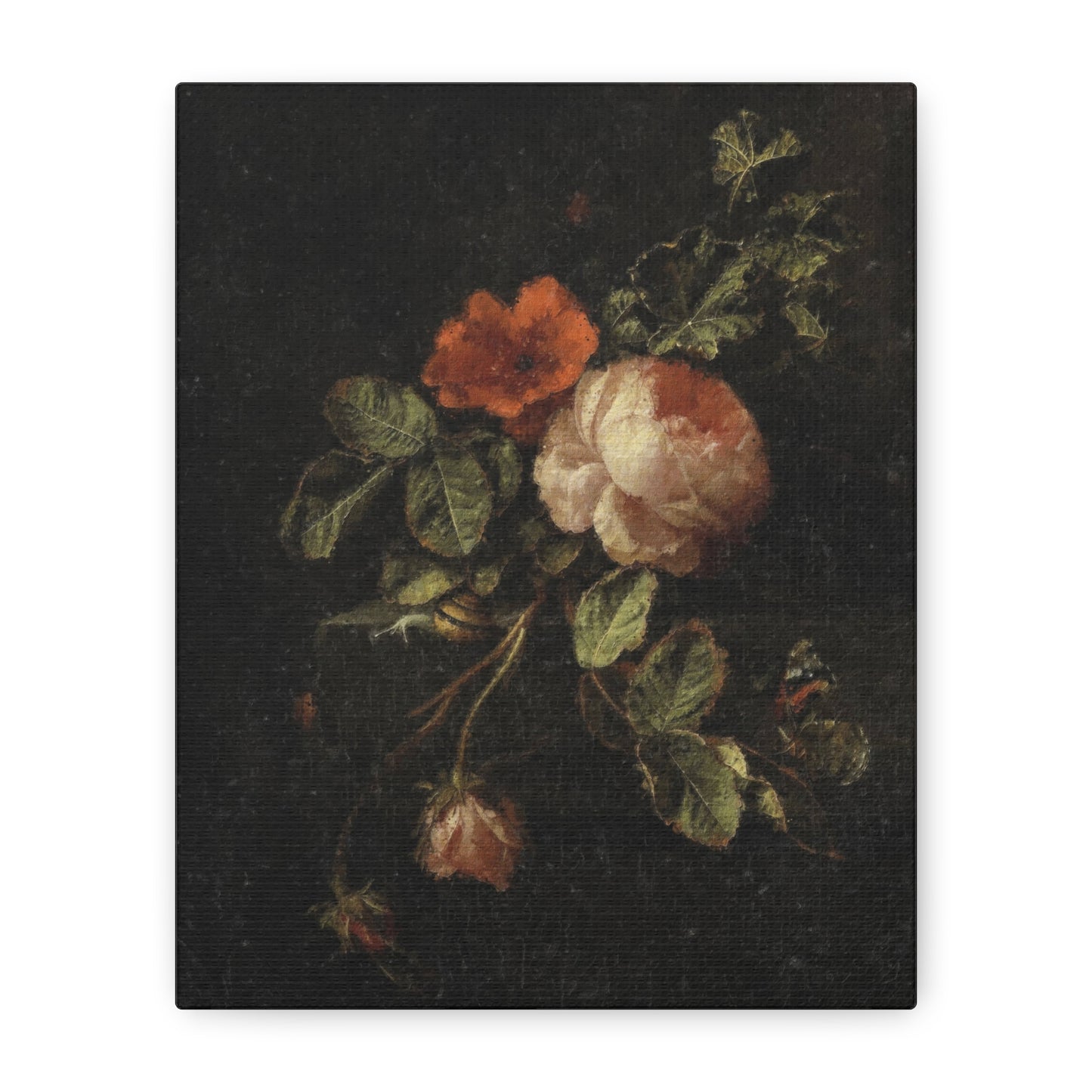 Floral Still Life Canvas Print — Vintage Rose Wall Art