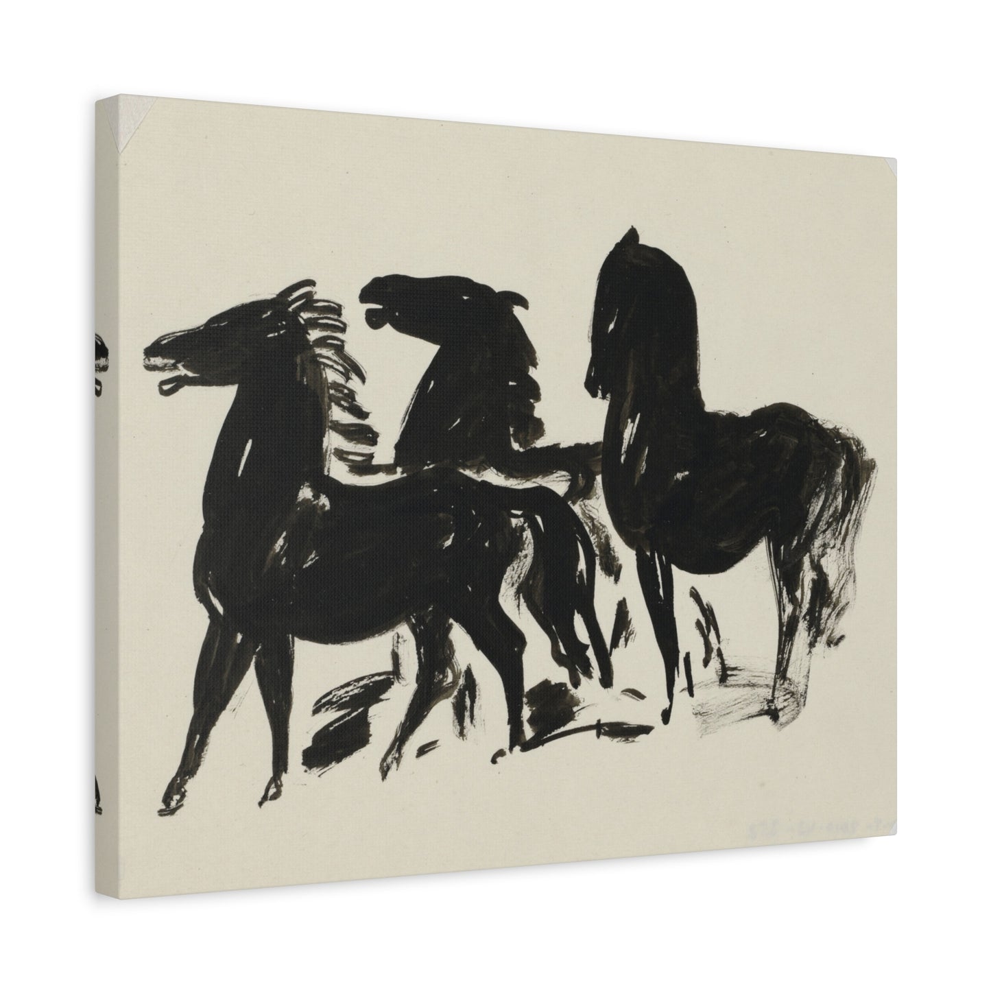 Black Ink Horses Canvas Wall Art – Minimalist Equestrian Print