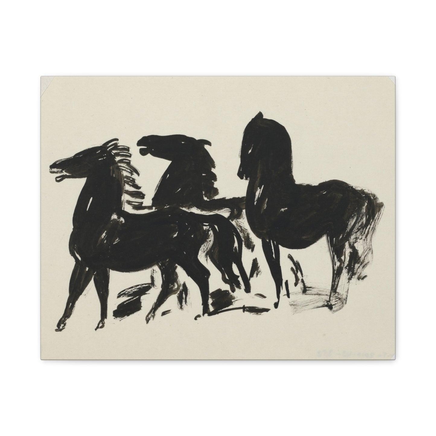 Black Ink Horses Canvas Wall Art – Minimalist Equestrian Print