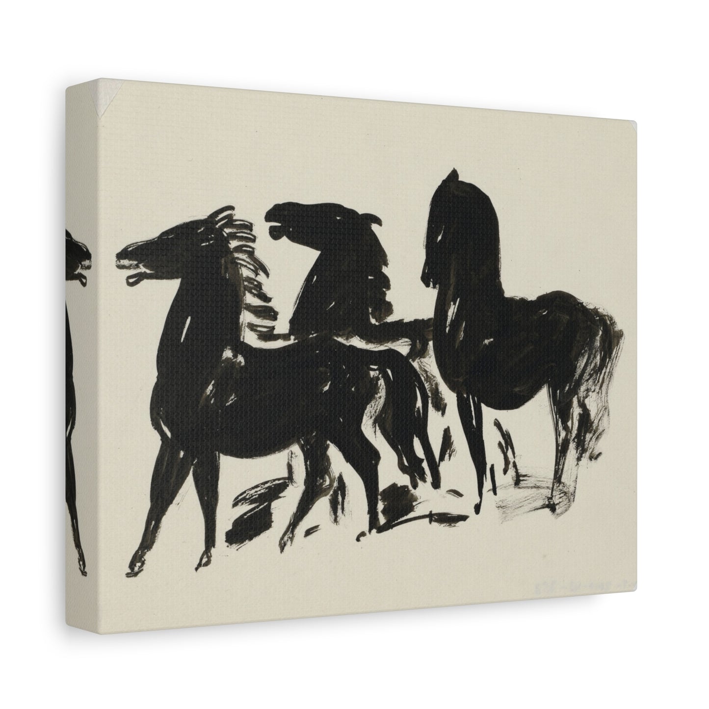 Black Ink Horses Canvas Wall Art – Minimalist Equestrian Print