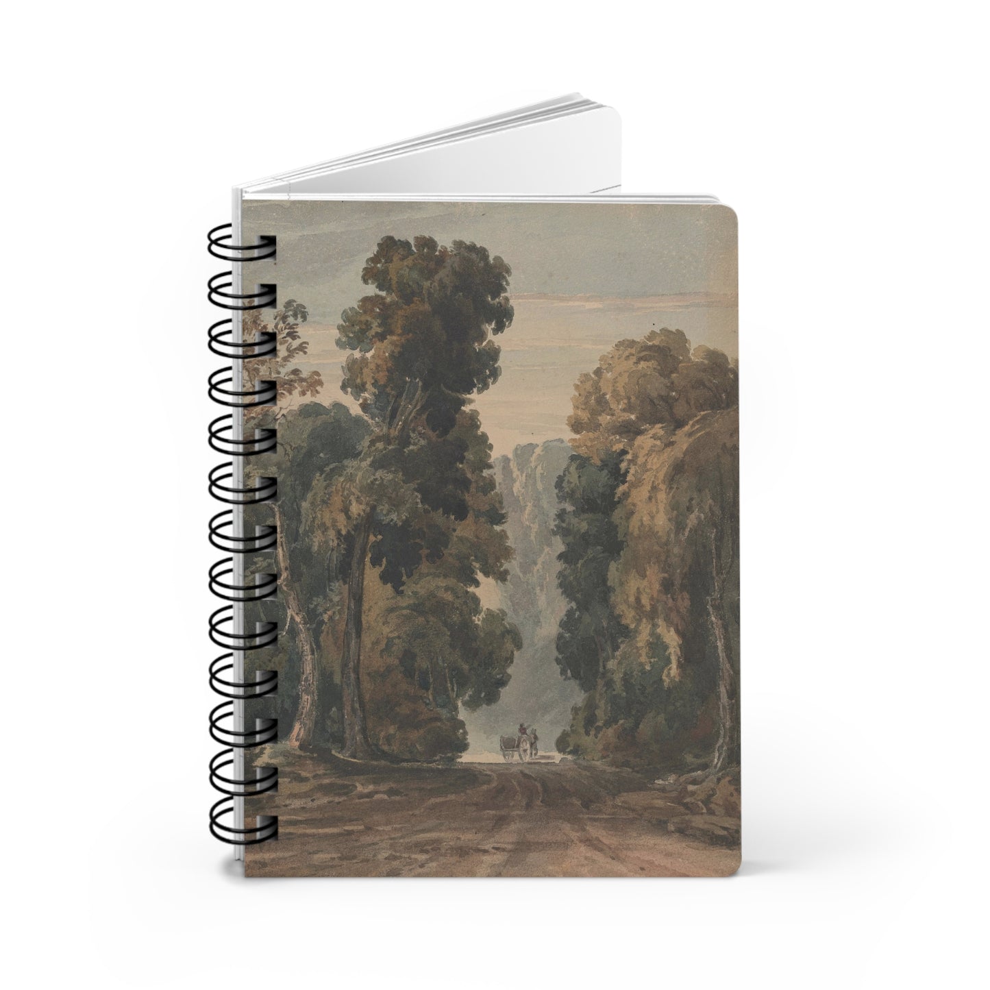Vintage Landscape Spiral Journal — Classical Tree Avenue Notebook for Writing, Sketching & Travel Notes
