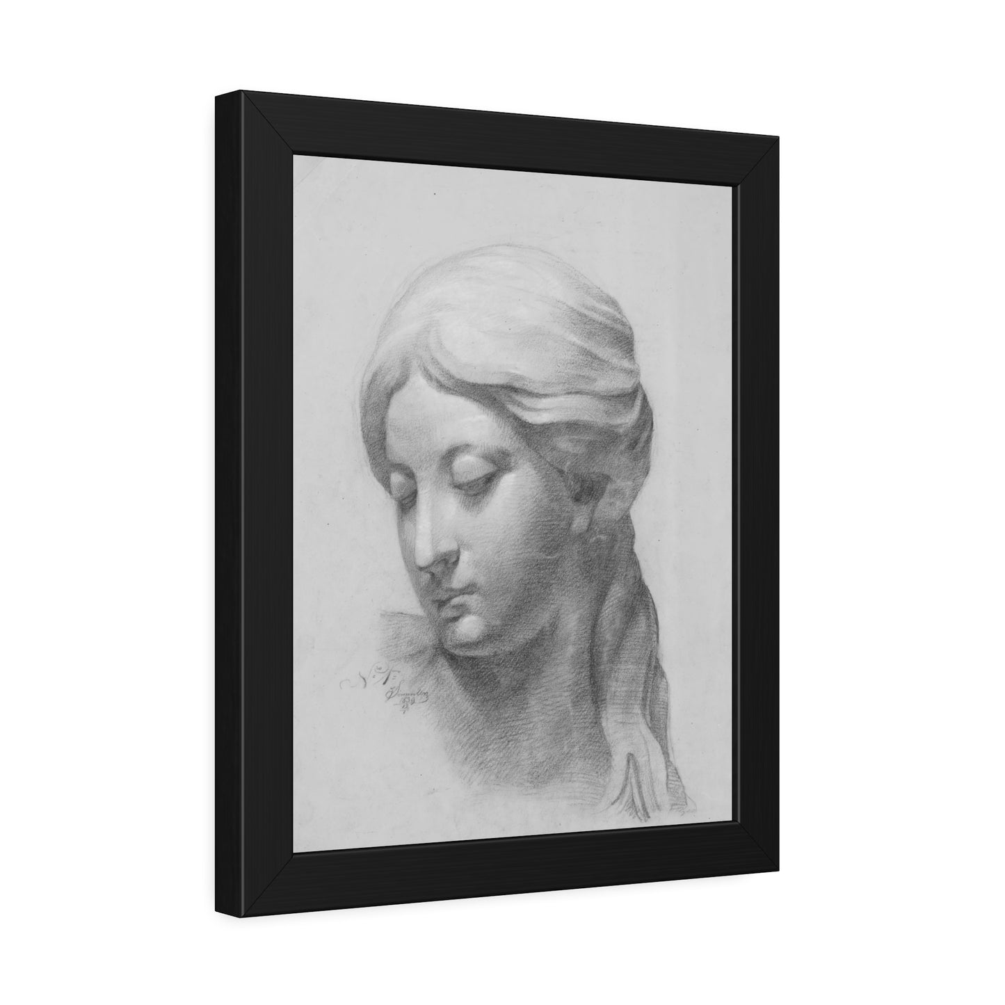 Framed Paper Poster — Classical Pencil Portrait Art Print