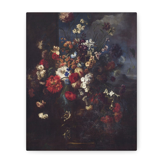 Dark Vintage Floral Matte Canvas Print (Stretched)