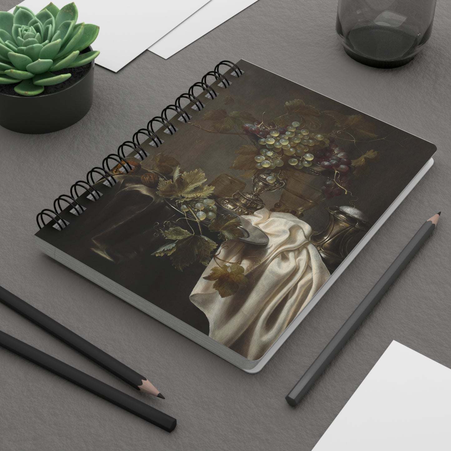Still Life Spiral Notebook — Vintage Grapes & Drapery Journal