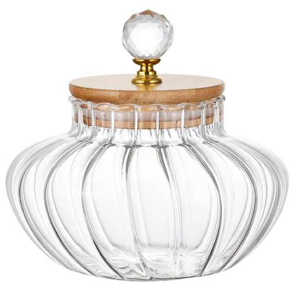 Striped Glass Storage Jar - Borosilicate Apothecary Container for Coffee, Tea & Pantry