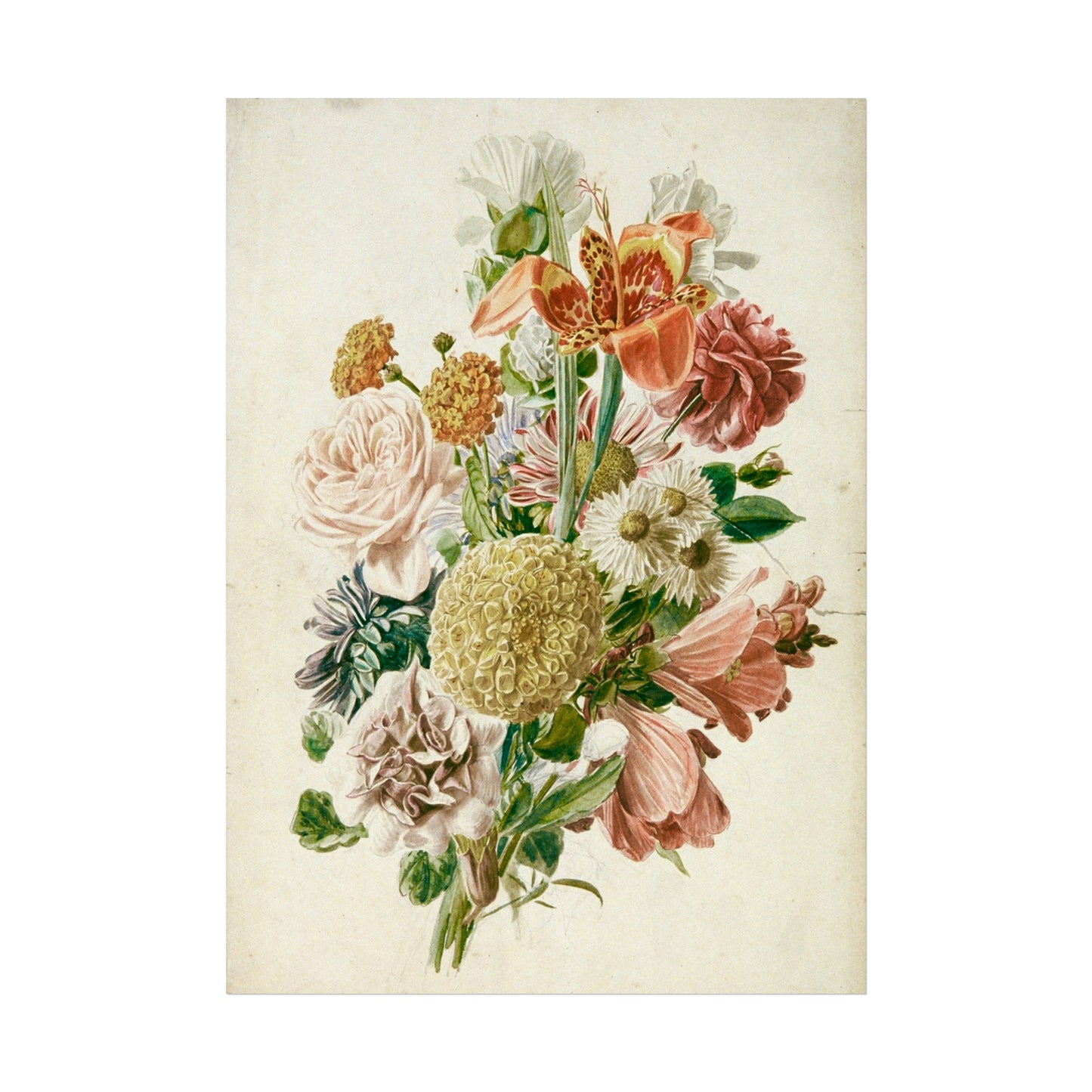 Vintage Floral Fine Art Poster — Botanical Bouquet Wall Art Print
