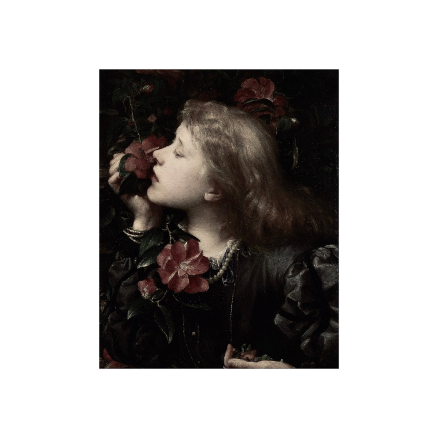 Fine Art Poster — Victorian Girl with Rose Vintage Wall Art Print