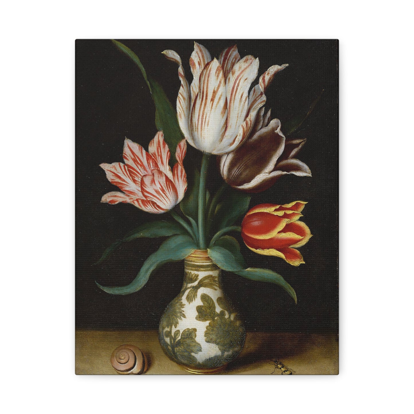 Vintage Tulip Still Life Canvas Print — Stretched Matte Wall Art