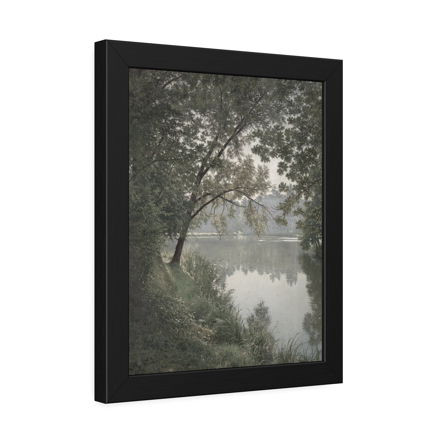 Framed Nature Poster — Serene Lakeside Tree Print